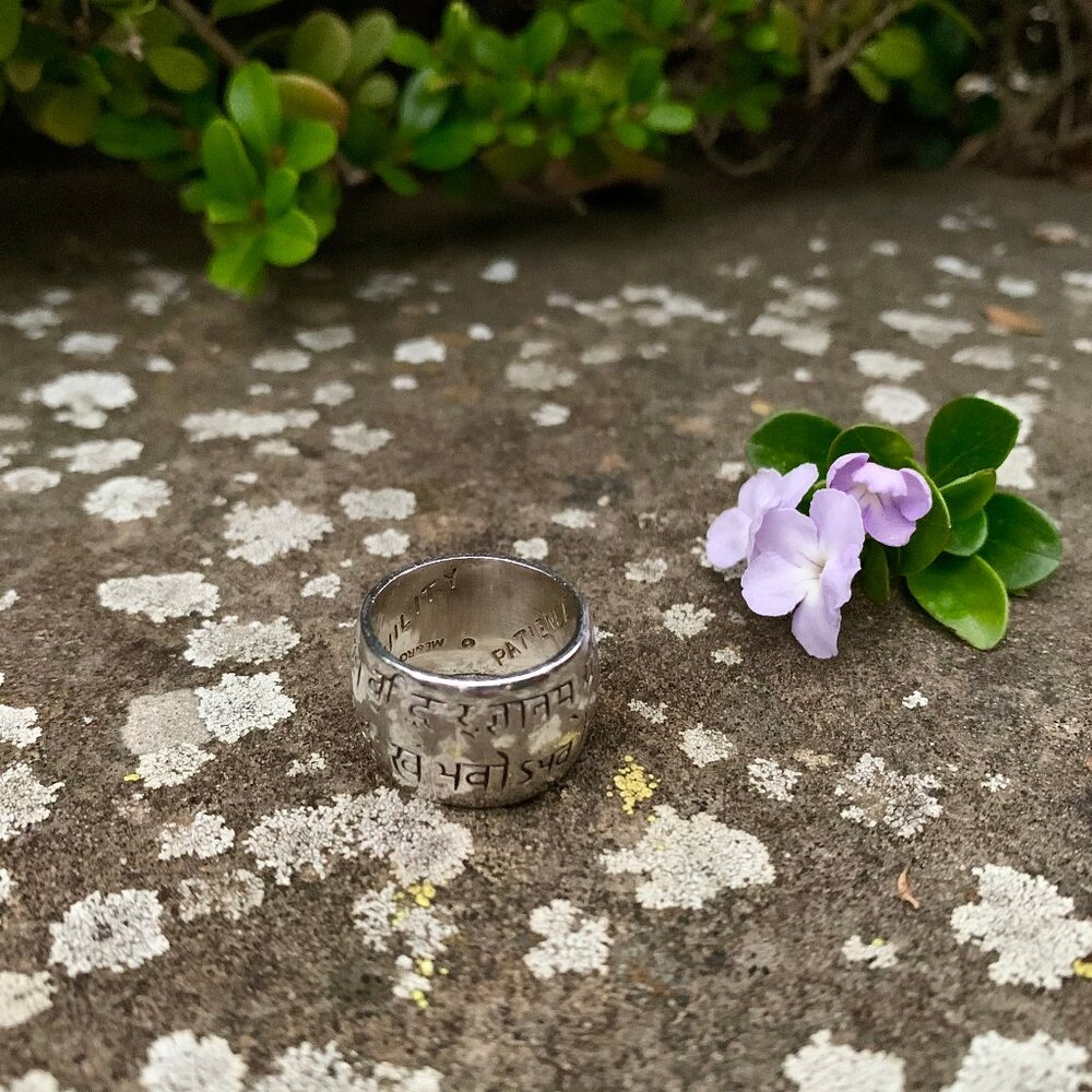 Me & Ro Sterling Silver Wide Sanskrit Ring - Picture 6 of 11